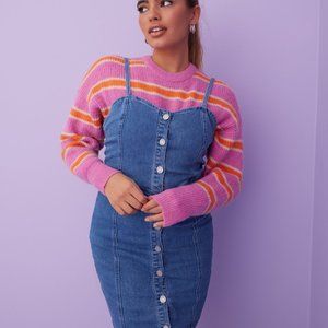 NWT / new with tags - Missguided ASOS button through cami blue denim mini dress